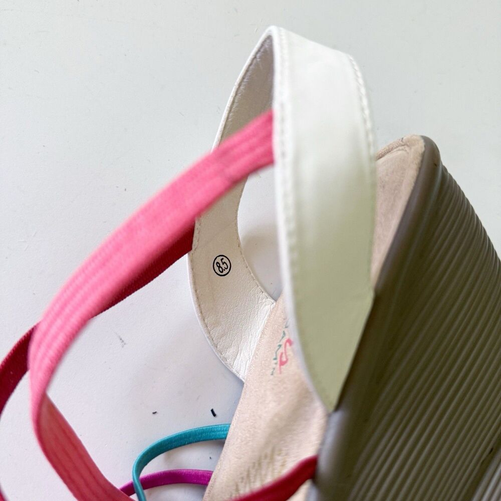 Skechers White Multi Gore Sling Back Wedges Parallel Strappy Memory Foam Sz 8.5 - Picture 8 of 13
